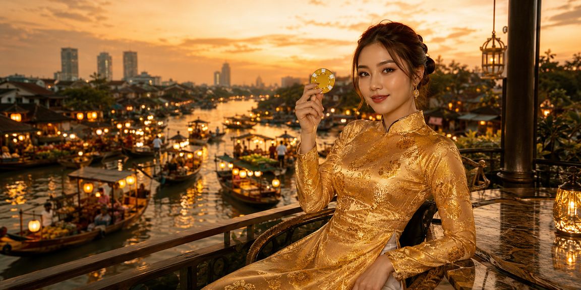 Người phụ nữ áo dài tại Hà Nội nhận thưởng nạp tiền trực tuyến